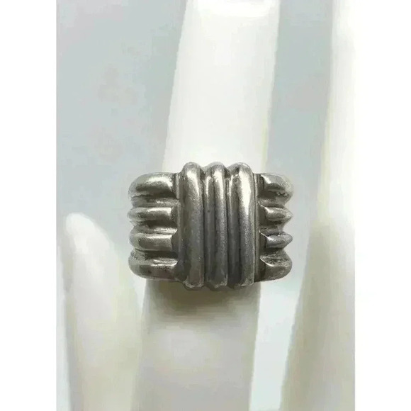 Vintage Iconic Bayanihan Brutalist Chunky 925 Sterling Silver Ring Heavy Sz 5 - Picture 2 of 12